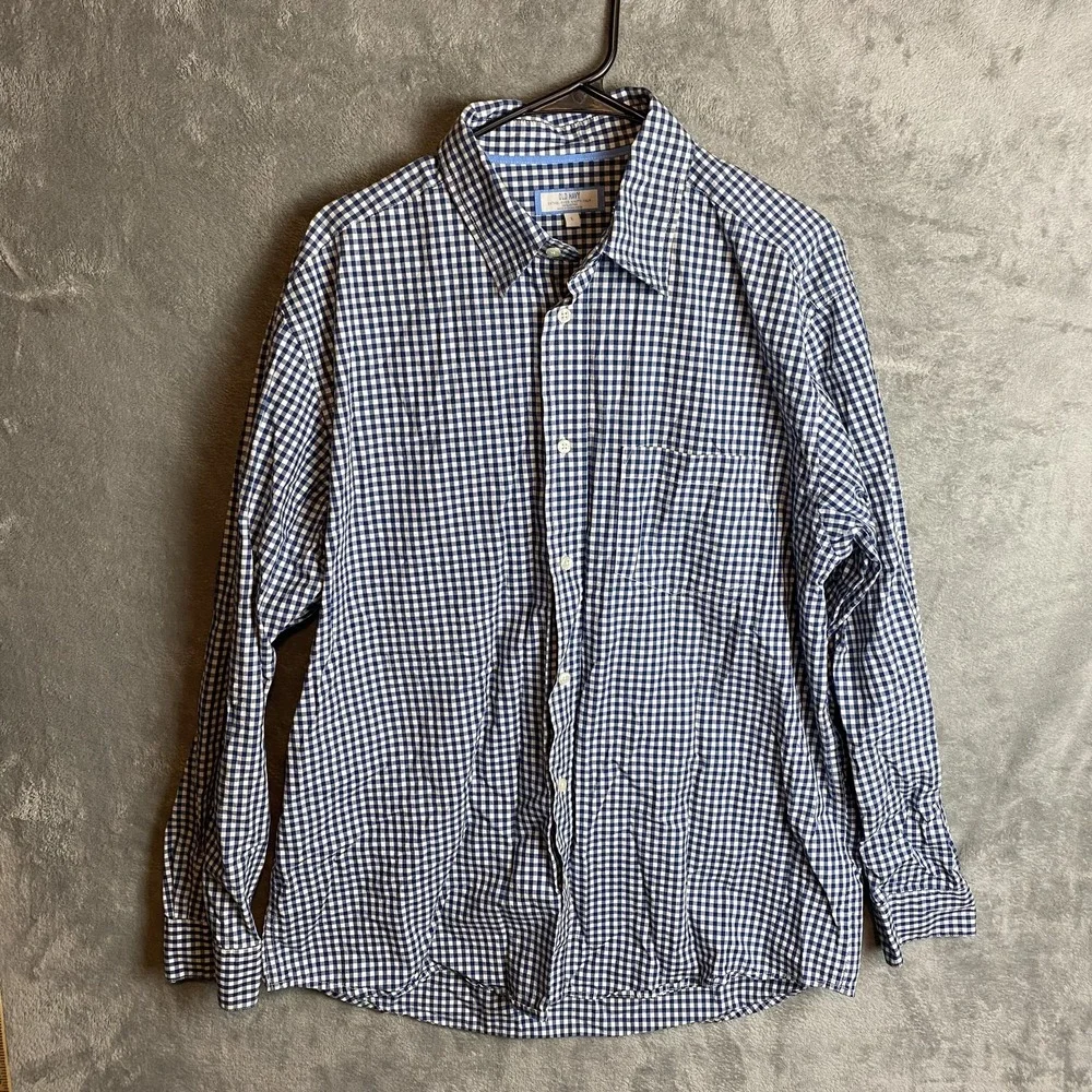 Old Navy Mens L Plaid Button-Down Shirt Blue 100% Cotton